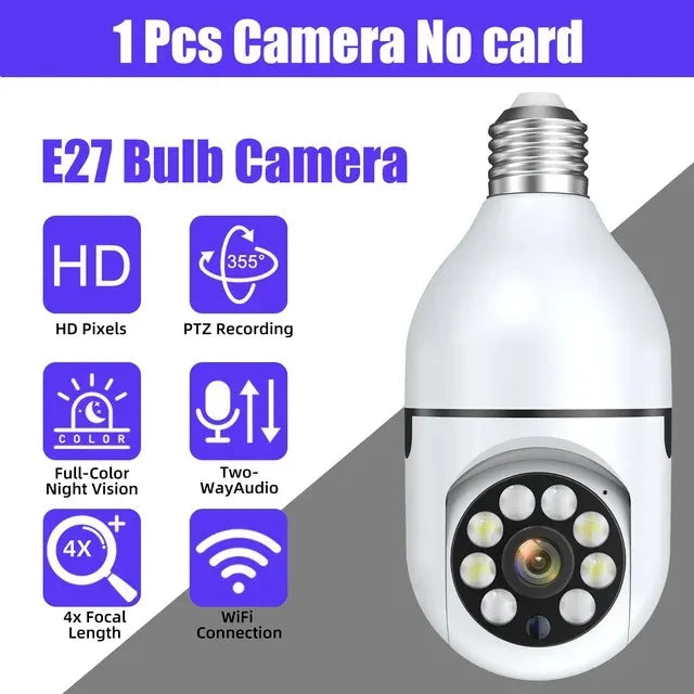 Wireless Security 360° Bulb Camera - Smart WiFi CCTV  Hidden Camera