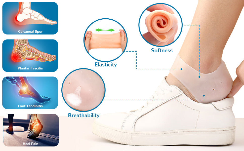 (4 Pcs) Silicone Gel Heel Protector Insole for Plantar Fasciitis Swelling, Pain Relief, Foot Care